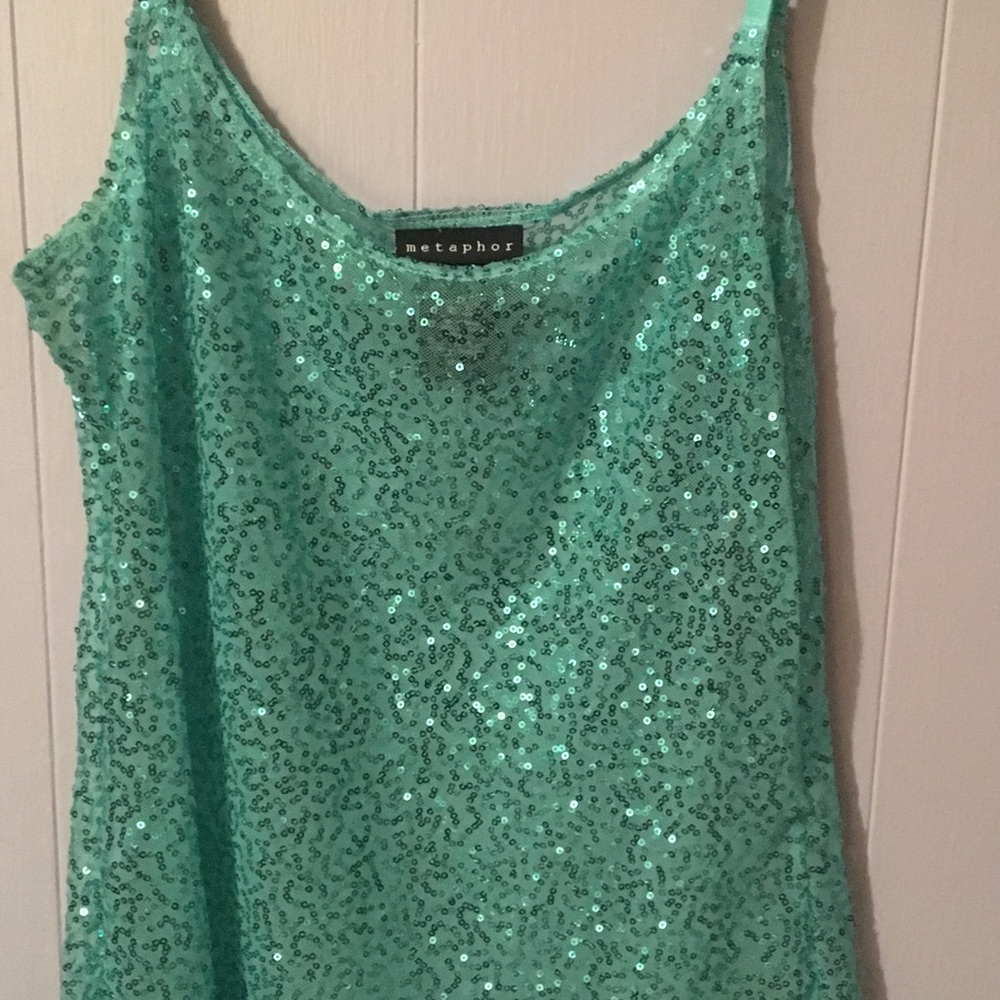 Lime green sequins shirt